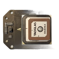 SkyNav GNSS module with the housing removed, showing the Taoglas antenna on the PCB