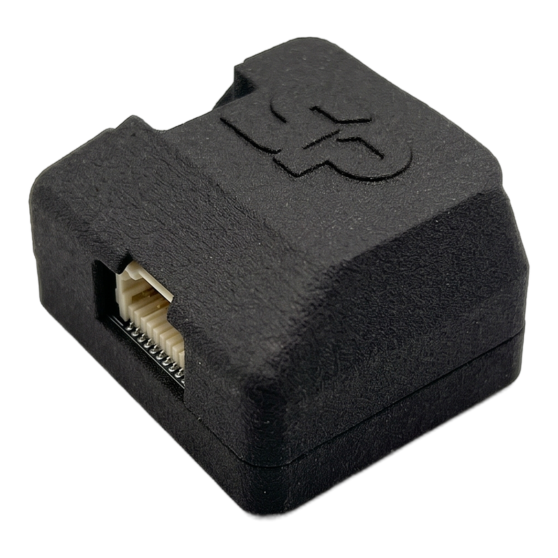 SkyPulse Breakout Board in its enclosure, side view showing the 20 pin Molex Pico-Clasp connector that connects to the Helios Interface port